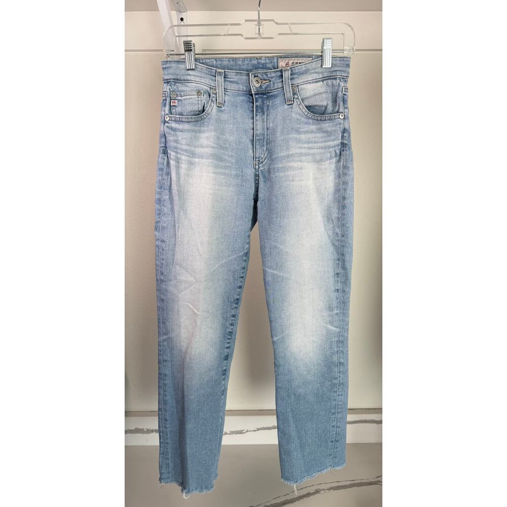 AG Jeans Adriano Goldschmeid Women's Straight Leg Fray Hem Size 26 Light Wash